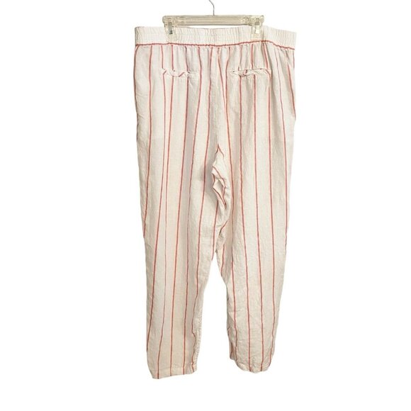 C&C California 100% Linen Striped Pull On High Waist Ankle Pants XL Lagenlook - Picture 2 of 7